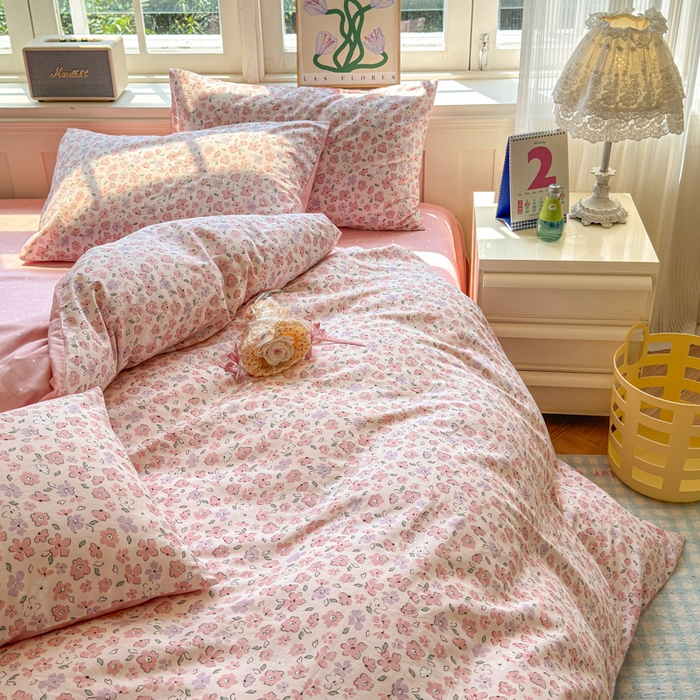 91家纺网 家纺一手货源 找家纺 清雅福 2024新款全棉13070印花单品系列-单被套 甜美梦境粉