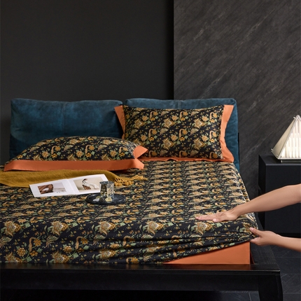 91家纺网 家纺一手货源 找家纺 （总）八十八家纺 2024新款双股活性贡缎长绒棉数码印花单品及套件--床笠