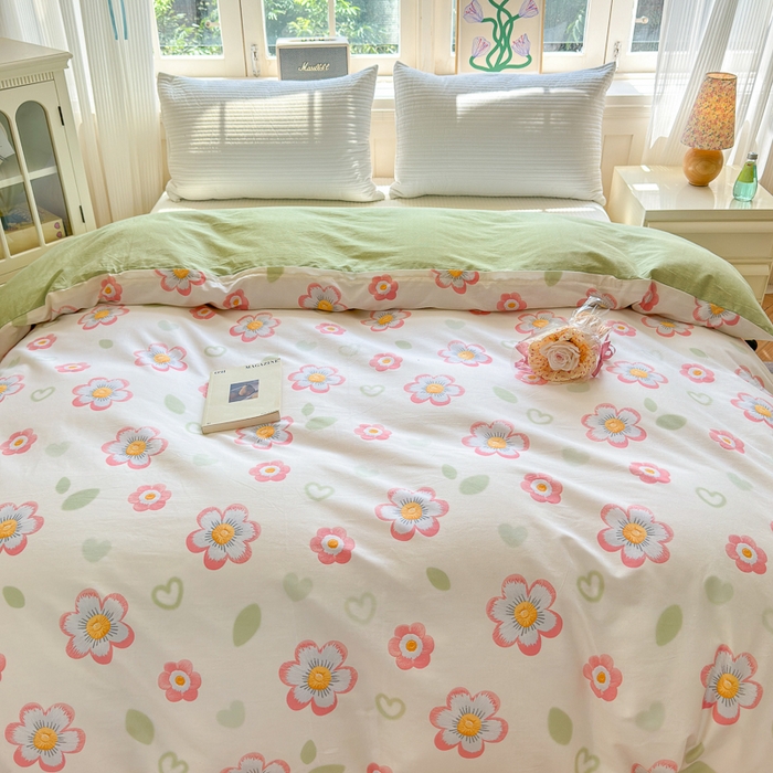 91家纺网 家纺一手货源 找家纺 清雅福 2024新款全棉13070印花单品系列-单被套 云朵泡芙米