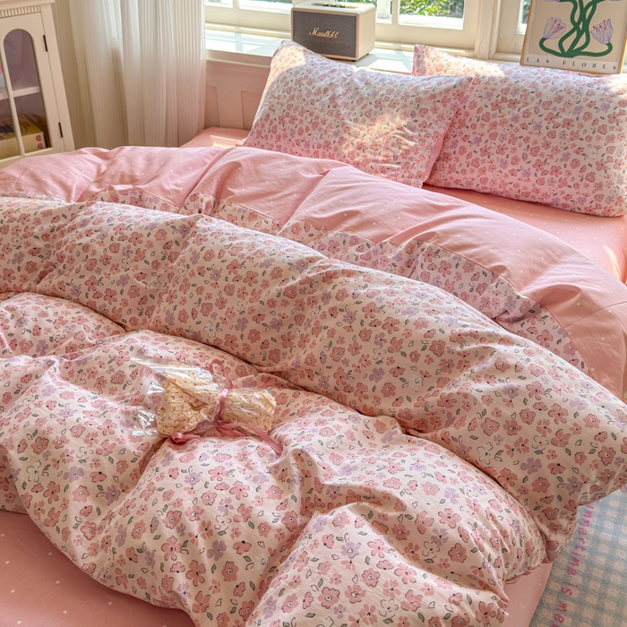 91家纺网 家纺一手货源 找家纺 清雅福 2024新款全棉13070印花单品系列-单被套 甜美梦境粉