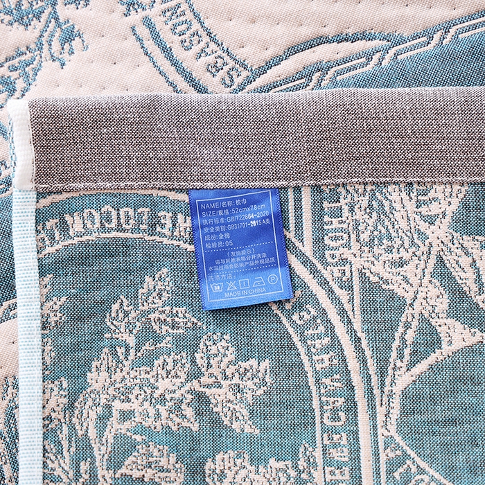 91家纺网 家纺一手货源 找家纺 朴尔家纺-毛巾被 2024年新款卡通定位纯棉四层纱布枕巾 清欢-蓝