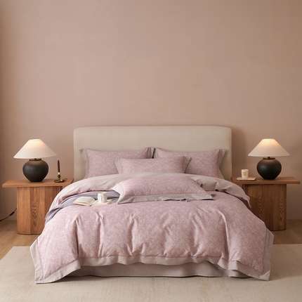 榻尚家居 2024新款加厚纯棉磨毛蕾莎系列四件套 蕾莎豆沙