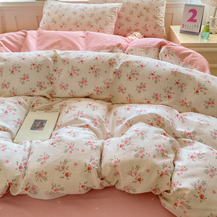 91家纺网 家纺一手货源 找家纺 清雅福 2024新款全棉13070印花单品系列-单被套 四季飘香粉