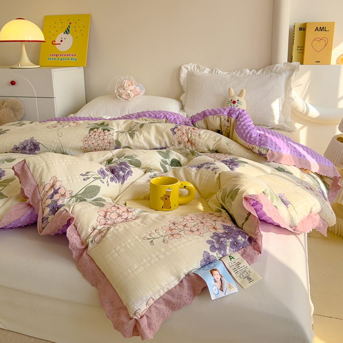 91家纺网 家纺一手货源 找家纺 芯恋 2025款提花韩版花边豆豆冬被被子春秋被芯大豆被豆豆被花枝乱颤1