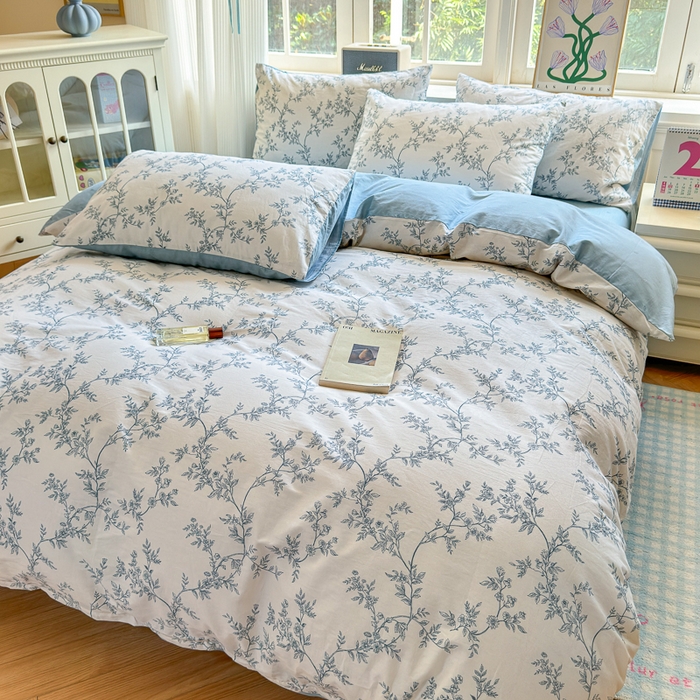 91家纺网 家纺一手货源 找家纺 清雅福 2024新款全棉13070印花单品系列-四件套 满庭米