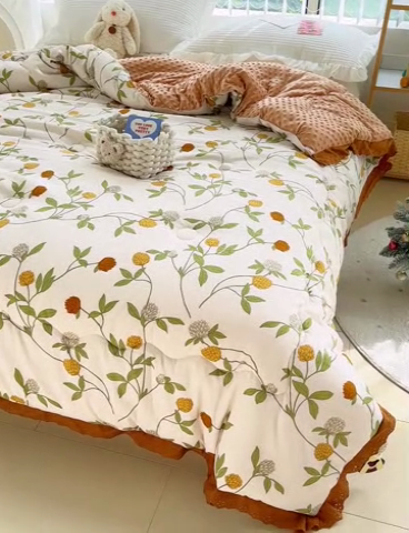 91家纺网 家纺一手货源 找家纺 芯恋 2025款提花韩版花边豆豆冬被被子春秋被芯大豆被豆豆被花枝乱颤