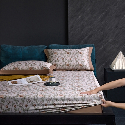 91家纺网 家纺一手货源 找家纺 （总）八十八家纺 2024新款双股活性贡缎长绒棉数码印花单品及套件--床笠