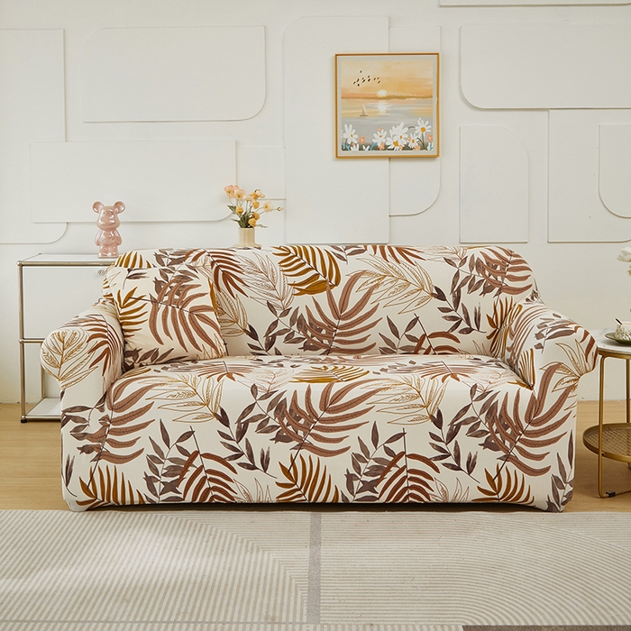 91家纺网 家纺一手货源 找家纺 逐日沙发套 2024新款牛奶丝印花系列-沙发套 沙发套-叶影