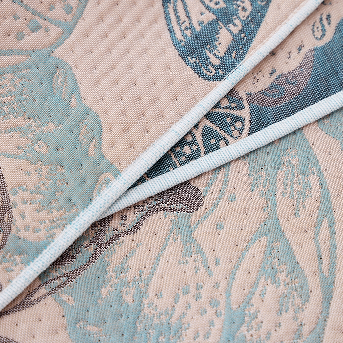 91家纺网 家纺一手货源 找家纺 朴尔家纺-毛巾被 2024年新款卡通定位纯棉四层纱布枕巾 梦幻蝶舞-蓝