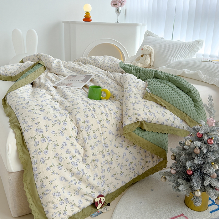 91家纺网 家纺一手货源 找家纺 芯恋 2025款提花韩版花边豆豆冬被被子春秋被芯大豆被豆豆被花海