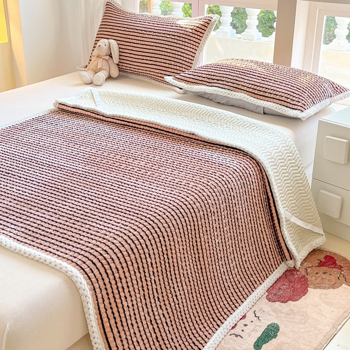 91家纺网 家纺一手货源 找家纺 川悦生活 2024新款A类印花雪花绒床垫加厚绒保暖床护垫 床垫秋语-茶咖