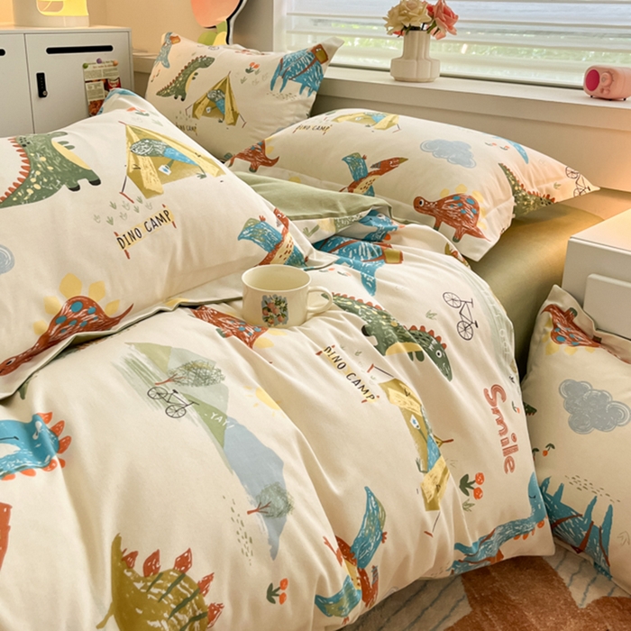 91家纺网 家纺一手货源 找家纺 慕尚家纺 2025新款原棉磨毛四件套单被套系列-单被套 侏罗纪