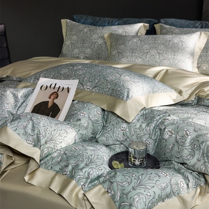 91家纺网 家纺一手货源 找家纺 （总）八十八家纺 2024新款双股活性贡缎长绒棉数码印花单品及套件--四件套