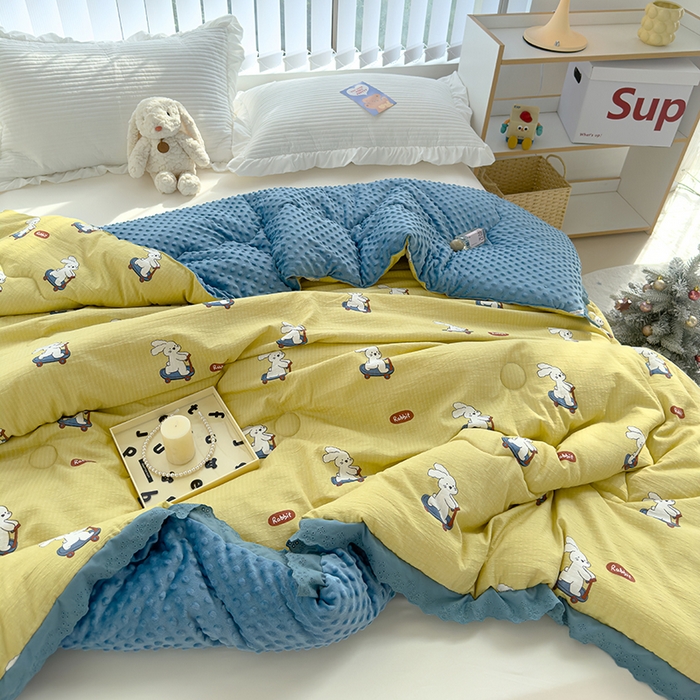 91家纺网 家纺一手货源 找家纺 芯恋 2025款提花韩版花边豆豆冬被被子春秋被芯大豆被豆豆被滑板兔