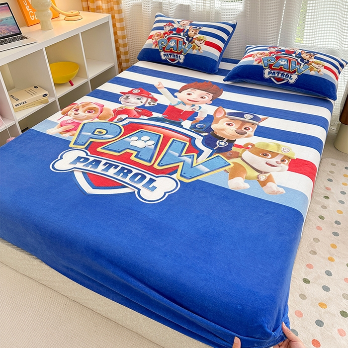 91家纺网 家纺一手货源 找家纺 ds生活馆 2026新款大版数码印花牛奶绒单床笠 特工队