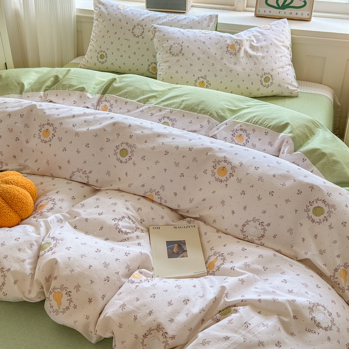 91家纺网 家纺一手货源 找家纺 清雅福 2024新款全棉13070印花单品系列-单被套 南瓜联盟米