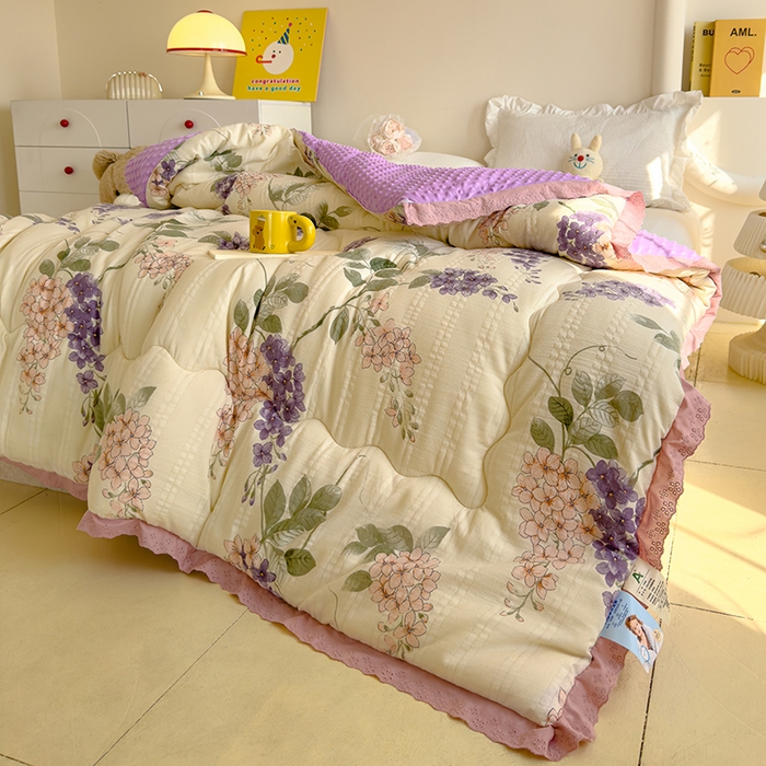 91家纺网 家纺一手货源 找家纺 芯恋 2025款提花韩版花边豆豆冬被被子春秋被芯大豆被豆豆被花枝乱颤1