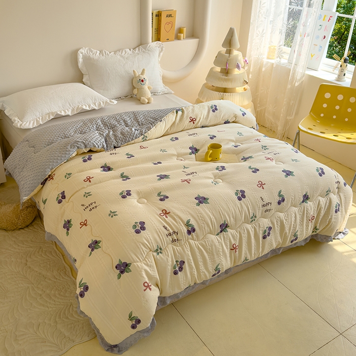 91家纺网 家纺一手货源 找家纺 芯恋 2025款提花韩版花边豆豆冬被被子春秋被芯大豆被豆豆被蓝莓