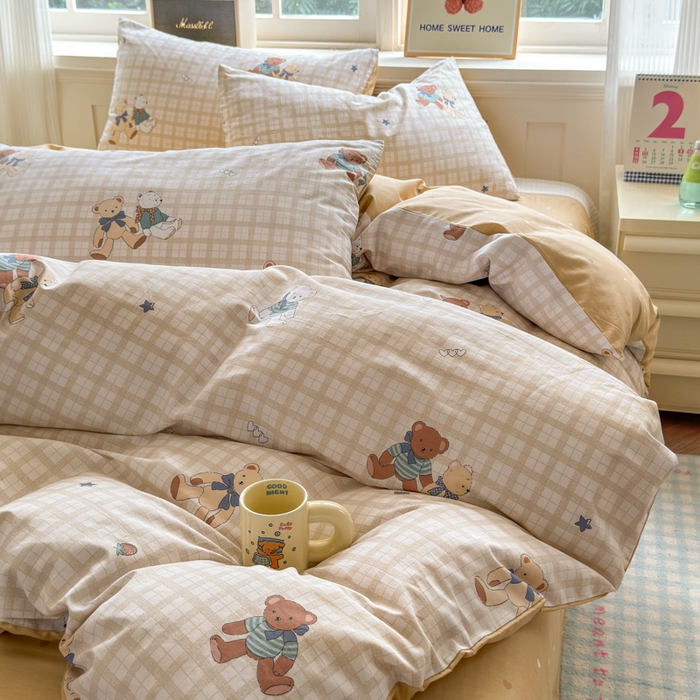 91家纺网 家纺一手货源 找家纺 清雅福 2024新款全棉13070印花单品系列-单被套 格子铺米