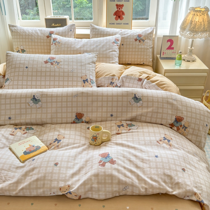 91家纺网 家纺一手货源 找家纺 清雅福 2024新款全棉13070印花单品系列-单被套 格子铺米