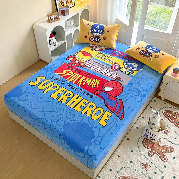 91家纺网 家纺一手货源 找家纺 ds生活馆 2026新款大版数码印花牛奶绒单床笠 英雄归来