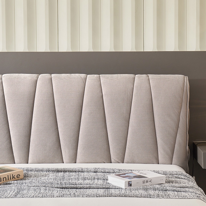 91家纺网 家纺一手货源 找家纺 情恒家纺 2025新款抽条牛奶绒斜线款床头罩大靠背靠垫 时尚灰