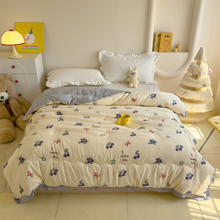 91家纺网 家纺一手货源 找家纺 芯恋 2025款提花韩版花边豆豆冬被被子春秋被芯大豆被豆豆被蓝莓