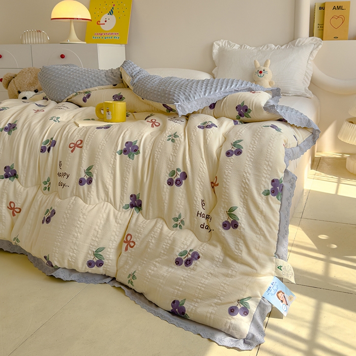 91家纺网 家纺一手货源 找家纺 芯恋 2025款提花韩版花边豆豆冬被被子春秋被芯大豆被豆豆被蓝莓