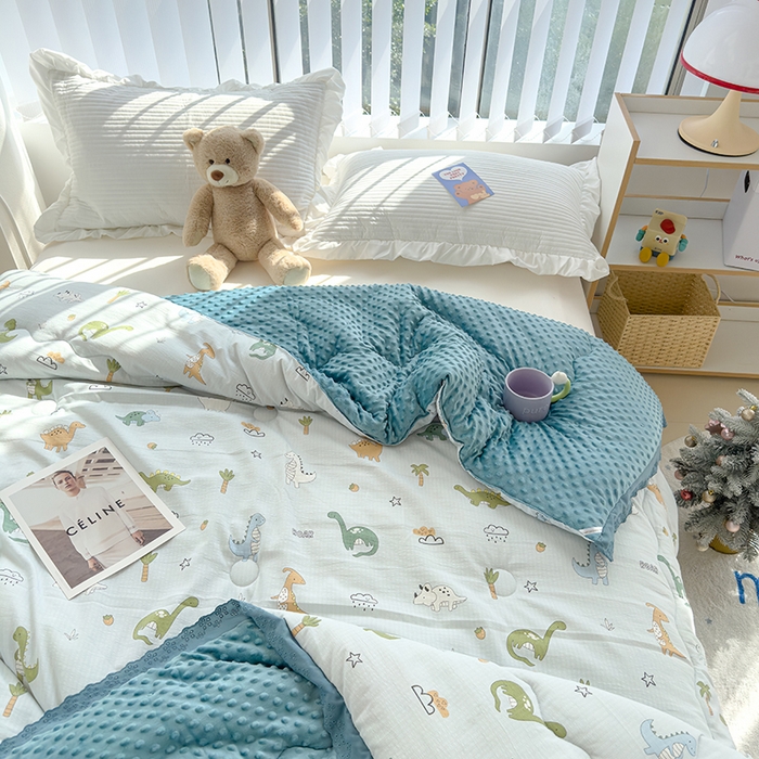 91家纺网 家纺一手货源 找家纺 芯恋 2025款提花韩版花边豆豆冬被被子春秋被芯大豆被豆豆被恐龙世界