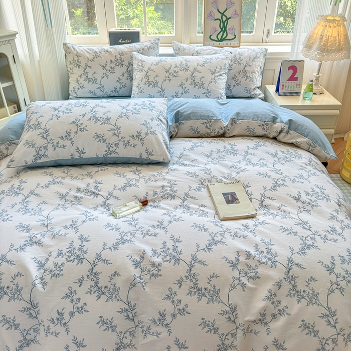 91家纺网 家纺一手货源 找家纺 清雅福 2024新款全棉13070印花单品系列-四件套 满庭米