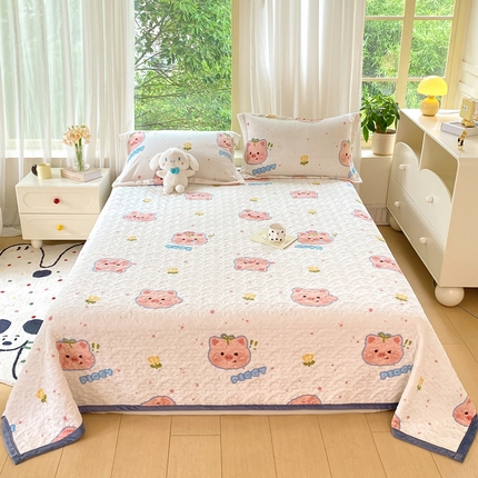 赫梵茜 2024新款高克重牛奶绒夹棉单床盖 小猪猪