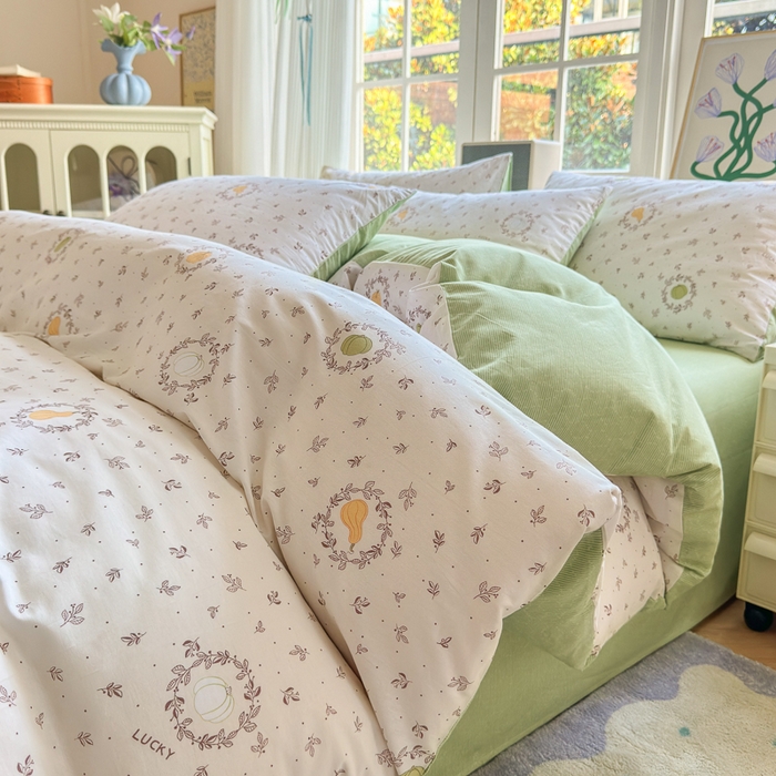 91家纺网 家纺一手货源 找家纺 清雅福 2024新款全棉13070印花单品系列-单被套 南瓜联盟米