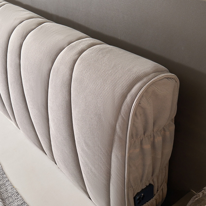 91家纺网 家纺一手货源 找家纺 情恒家纺 2025新款抽条牛奶绒斜线款床头罩大靠背靠垫 时尚灰