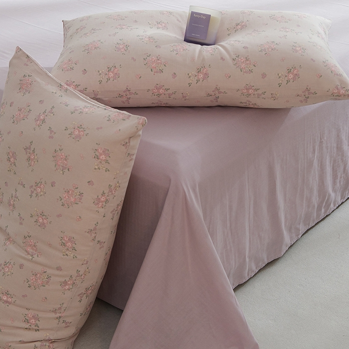 91家纺网 家纺一手货源 找家纺 麦伦家居 2024秋冬新款A类全棉有氧双层纱四件套 普罗旺斯粉