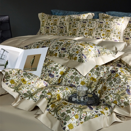 91家纺网 家纺一手货源 找家纺 （总）八十八家纺 2024新款双股活性贡缎长绒棉数码印花单品及套件--四件套