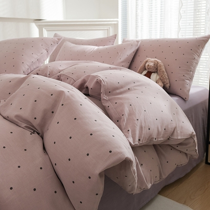 91家纺网 家纺一手货源 找家纺 麦伦家居 2024秋冬新款A类全棉有氧双层纱四件套 紫波