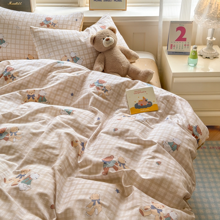 91家纺网 家纺一手货源 找家纺 清雅福 2024新款全棉13070印花单品系列-单被套 格子铺米