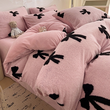 91家纺网 家纺一手货源 找家纺 （总）2024秋冬新款舒棉绒提花牛奶绒四件套