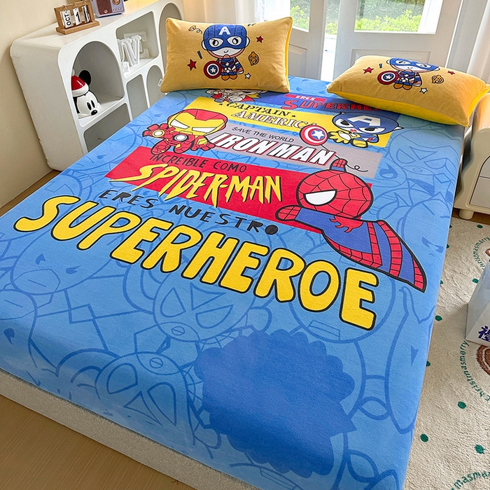 91家纺网 家纺一手货源 找家纺 ds生活馆 2026新款大版数码印花牛奶绒单床笠 英雄归来