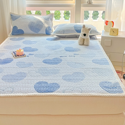 91家纺网 家纺一手货源 找家纺 川悦生活 2024新款A类印花雪花绒床垫加厚绒保暖床护垫 床垫青色岁月