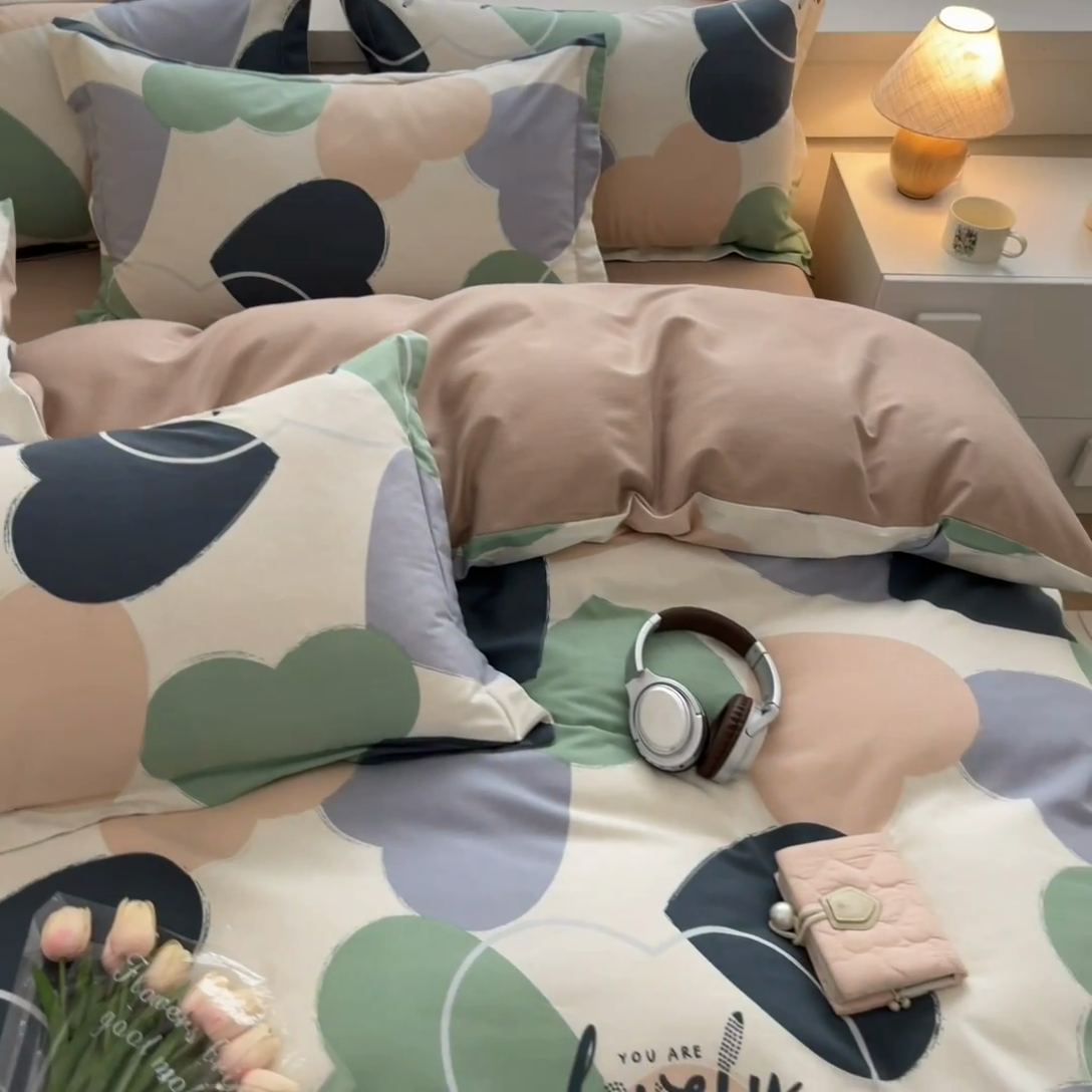 91家纺网 家纺一手货源 找家纺 慕尚家纺 2025新款原棉磨毛四件套单被套系列-单被套 心悦绿