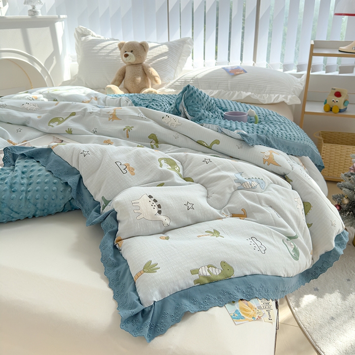 91家纺网 家纺一手货源 找家纺 芯恋 2025款提花韩版花边豆豆冬被被子春秋被芯大豆被豆豆被恐龙世界