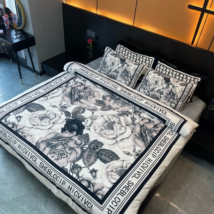 2024新款大版数码印花四件套高克重双面加厚牛奶绒四件套 大花