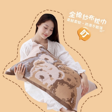 91家纺网 家纺一手货源 找家纺 （总）朴尔家纺-毛巾被 2024年新款卡通定位纯棉四层纱布枕巾