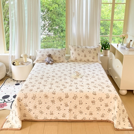 赫梵茜 2024新款高克重牛奶绒夹棉单床盖 小熊院长