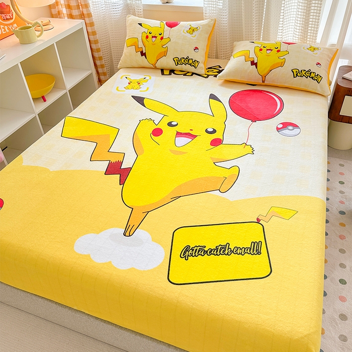 91家纺网 家纺一手货源 找家纺 ds生活馆 2026新款大版数码印花牛奶绒单床笠 气球皮卡