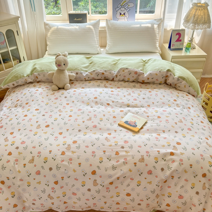 91家纺网 家纺一手货源 找家纺 清雅福 2024新款全棉13070印花单品系列-单被套 春日限定米