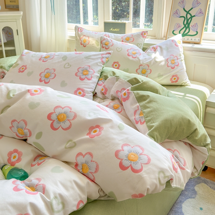 91家纺网 家纺一手货源 找家纺 清雅福 2024新款全棉13070印花单品系列-单被套 云朵泡芙米