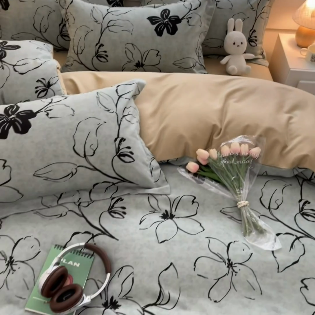 91家纺网 家纺一手货源 找家纺 慕尚家纺 2025新款原棉磨毛四件套单被套系列-单被套 秘密花园