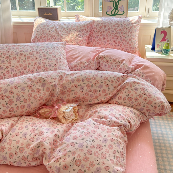 91家纺网 家纺一手货源 找家纺 清雅福 2024新款全棉13070印花单品系列-单被套 甜美梦境粉